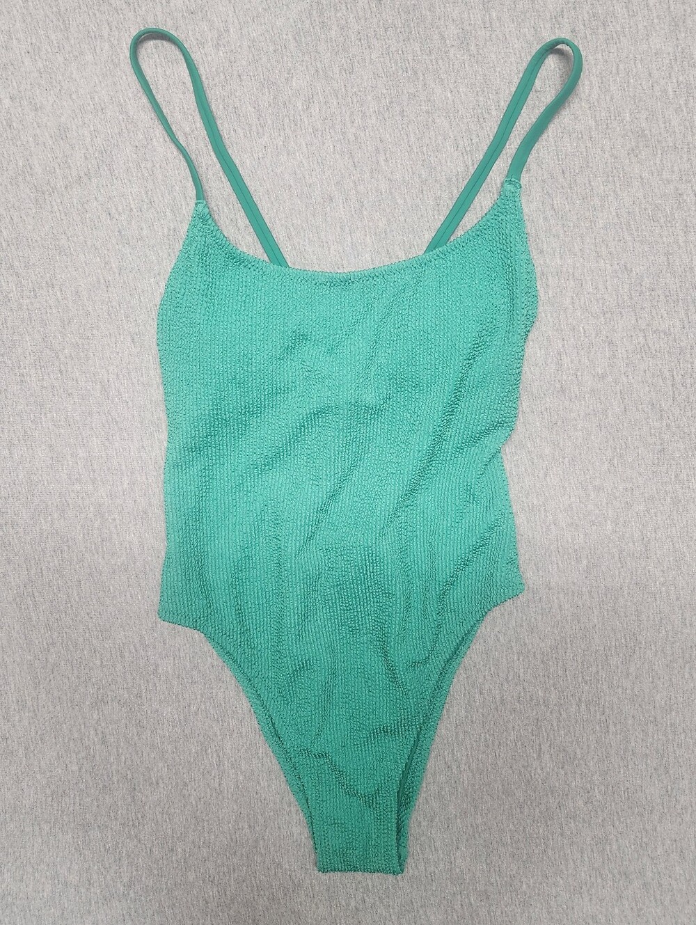 Shade & Shore Women’s Pucker‑Textured Cross‑Back High‑Leg Cheeky One‑Piece Swim